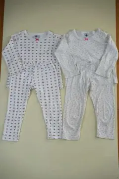 【プチバトー】まとめ売り　ハート柄 ベビーパジャマ 2ans 86cm
