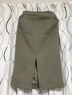 ロングタイトスカート日本製　カーキ色 前スリットバックゴムL 新品同様