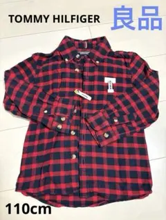 TOMMY HILFIGER 赤・黒チェック長袖シャツ 110 男の子女の子