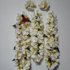フラダンス用レイ、ヘアアクセサリー 白と黄色の花