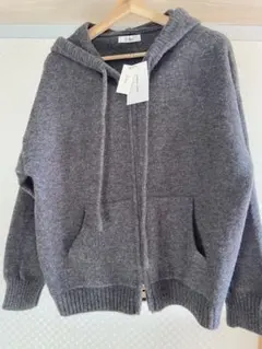 【キャナルジーン】El mar グレー フード付きニット