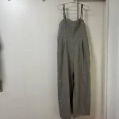 ★グレー スリーブレス サロペットL