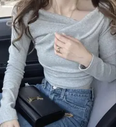 GRL 3way ドレープカシュクールトップス グレー 【dk1261】