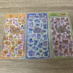 【正規品】 プチドロップステッカー 3枚セット バンビ スティッチ プーさん