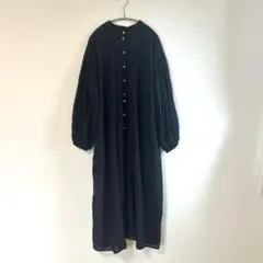 ミズイロインド Aライン フレア シャツ ワンピース mizuiroind 黒