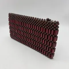 クラッチバッグ ウッドビーズ風　美品　【着払い】