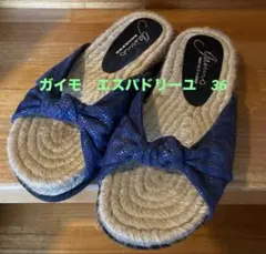 Gaimo エスパドリーユ　ネイビーリボンサンダル36