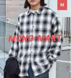 新品◆MONO-MART◆オーバーサイズ チェックシャツ【白×黒系】M
