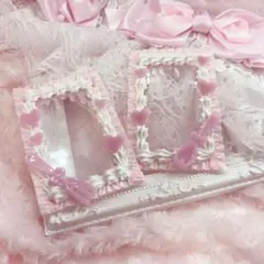 ホイップデコ クリアケースデコ リボン ハート 量産型 ピンク