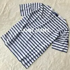 セントジェームス　ボーダー半袖Tシャツ　Ｍ　ネイビー白　綿　ワンポイント　上品