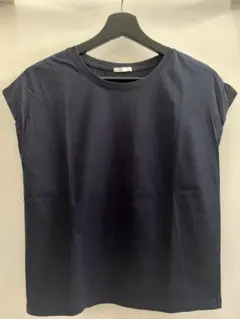 GU 綿　コットン100% フレンチスリーブ　カットソー　シャツ　ネイビー　紺