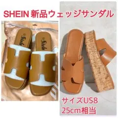 Hロゴ　新品 ウェッジヒール サンダル SHEIN PUレザーのサムネイル