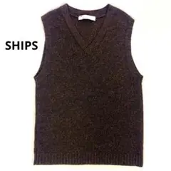 SHIPS シップス シルク× ウール ニットベスト L ブラウン メンズ