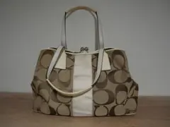 コーチトートバッグ ベージュ/ホワイト