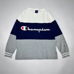 Champion ロゴ 長袖 ゆるだぼ スウェット 古着感 L
