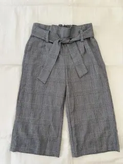 H&M チェック柄ワイドパンツ 110センチ ウエストリボン付き