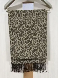 ヒョウ柄フリンジマフラー