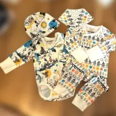 ムーミン ベビー服4点セットMoominロンパース＆スタイ＆帽子