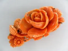 #サンゴ #帯留 #薔薇 #バラ #アンティーク #レトロ #帯締 #珊瑚