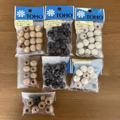TOHO 木製ビーズ R14 まとめ売り 73個&おまけ リボンレイストラップ