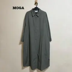 美品 MOGA モガ ハイカウントタフタシャツワンピース ゆったり カーキ