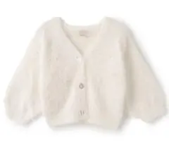 【新品】プティマイン　シャギーニットカーディガン　パール付き　S（80-90）