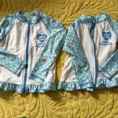 水色フリル付きラッシュガード 110㎝、100cm set