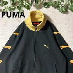 PUMA トラックジャケット ジャージ 黒×黄 ハイネック バイカラー M