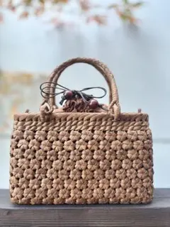 山葡萄　山葡萄籠バッグ　山葡萄かごバッグ　花編み　内布あり　Sサイズ