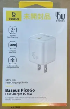 未開封 Baseus PicoGo 45W PD急速充電器 USB-C ホワイト