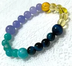 4. 4腫のパワーストーン　シトリン　アメジスト他　ブレスレット　16，17㎝