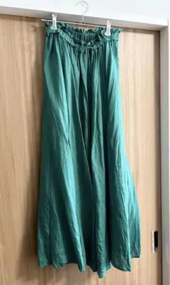 Spick & Spanリネン100% グリーン フレアスカート 36