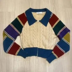 マルチカラージャケット ケーブル編み