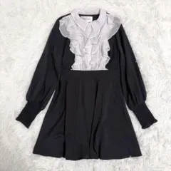 美品　Melsick 長袖フリルたっぷりワンピース　地雷系　ブラック