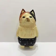 木彫りのネコインテリア置物インテリア雑貨小物工芸品手彫り彫刻品猫z0099