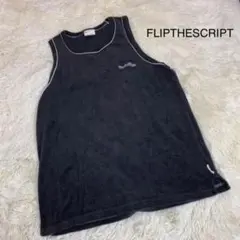 E 2653【黒色タンクトップ美品ジムにもOK】フリップザスクリプトタンクトップ