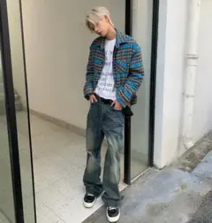 CIVARIZE 鬼ヒゲ加工 ブラックデニムY2K グランジ お兄系 パンク