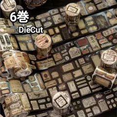 新！Q728 レトロラベル DieCut テープ コラージュ素材 ステッカーのサムネイル