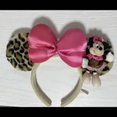ミニーマウス　ヒョウ柄カチューシャ