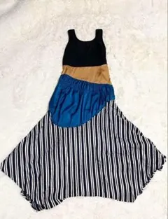 【希少】UN3D ファブリックミックスボーダーワンピース　36