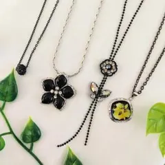 ネックレス　黒　ブラックカラー　4点おまとめセット