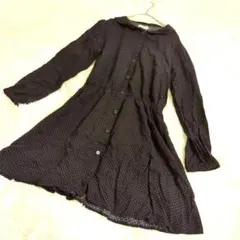 LEPSIM (M) シャツワンピース ウエストゴム 黒 切替えAライン