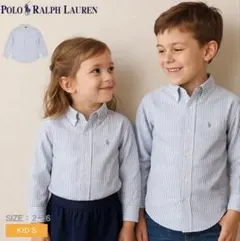 Ralph Lauren 長袖シャツ 80cm 青白ストライプ ラルフローレン