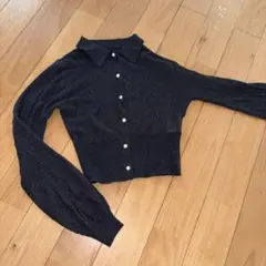 ラメ入り黒長袖カーディガン