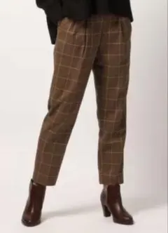 グローバルワーク グレンチェックテーパードパンツ Sサイズ ブラウン系