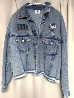 スヌーピー刺繍デニムジャケット M