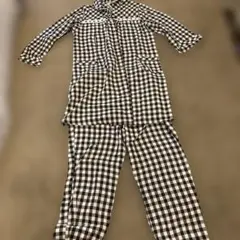 マタニティ黒と白のチェック柄パジャマセット