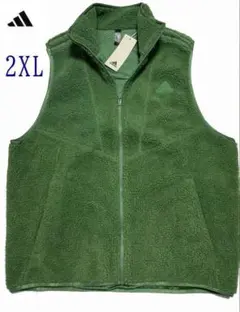 新品 2XL アディダス フリース ボアベスト グリーン JP4616