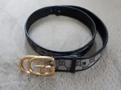 GUCCI グッチ ダブルGバックル インターロッキング GGキャンバス ベルト