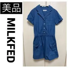 美品　MILKFED ミルクフェド デニムワンピース ミニスカート 半袖 ブルーのサムネイル